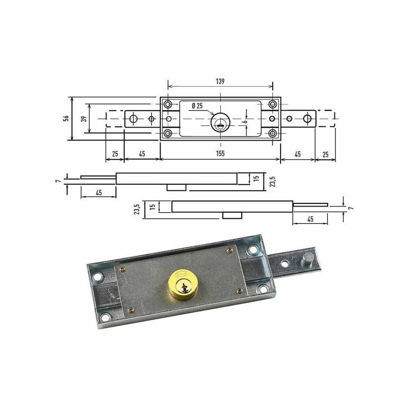 Serrature cilindro centrale serrande potent dx+sx dir c1625ka [c-1625.]