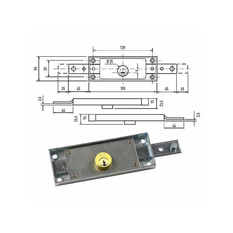 Serrature cilindro centrale serrande potent dx+sx pie. c1625z flatka