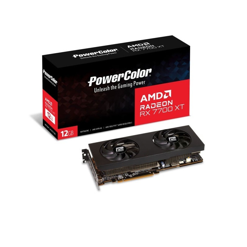 Scheda video amd powercolor radeon rx 7700xt 12gb gddr6 192bit nero