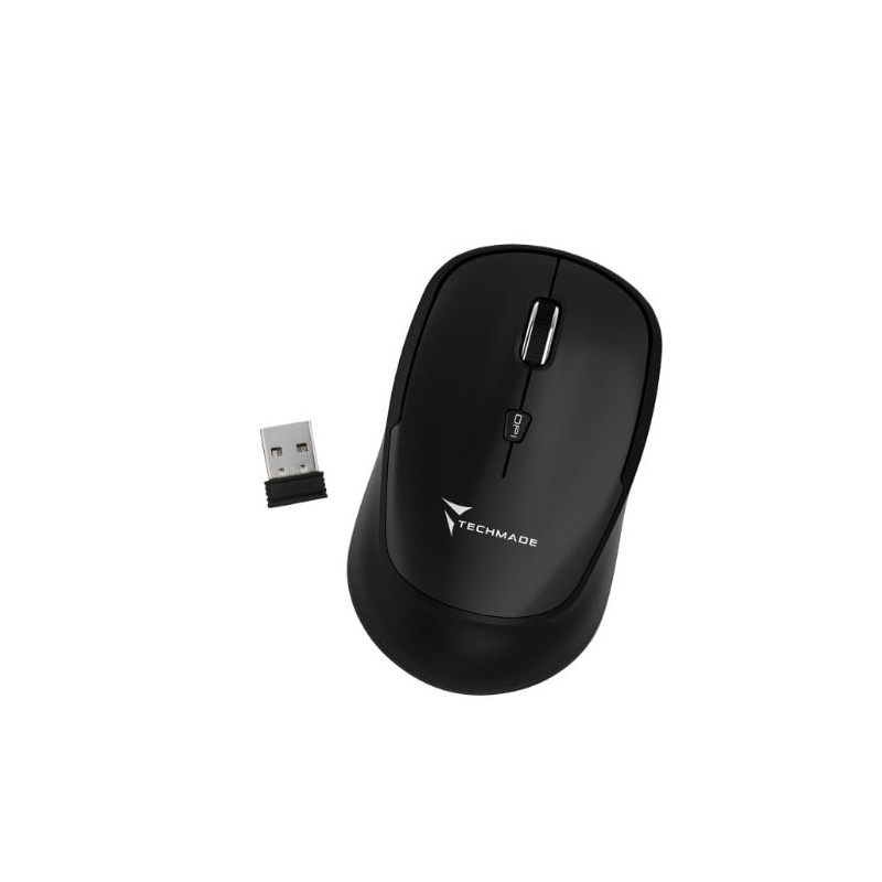 Mouse techmade senza fili ottico 1600dpi nero [tm-xj35-bk]