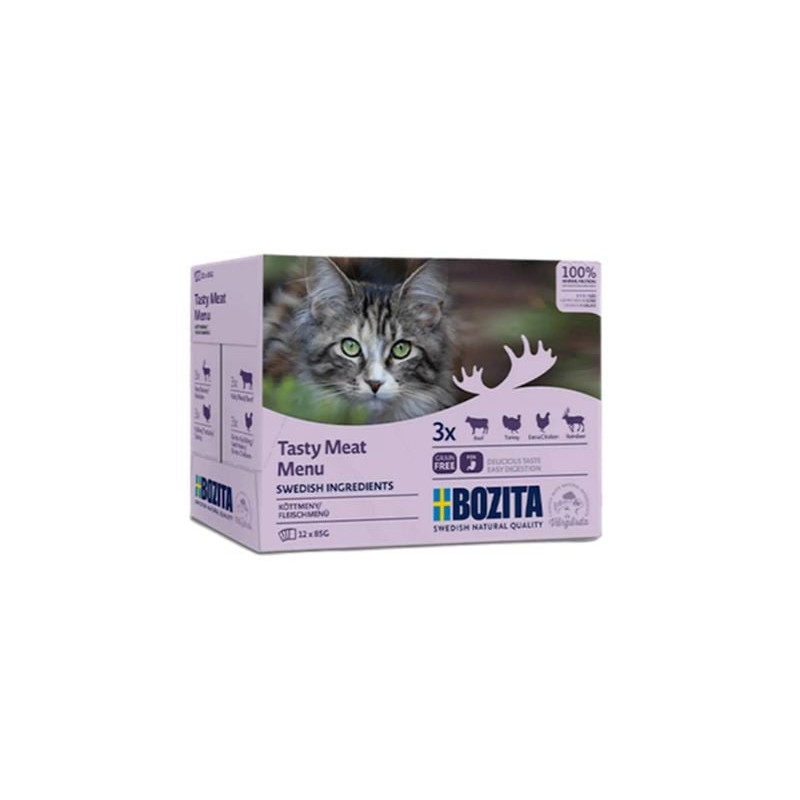 Cibo umido bozita tasty meat per gatti 12x85g