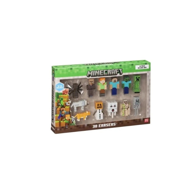 Pmi kids world gomme minecraft 3d 4.82cm multicolore 12pz [mc4080]