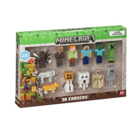 Pmi kids world gomme minecraft 3d 4.82cm multicolore 12pz [mc4080]