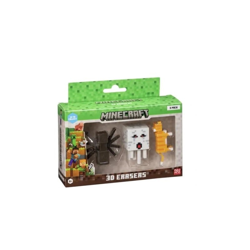 Pmi kids world gomme minecraft 3d 4.82cm multicolore 3pz [mc4021a]
