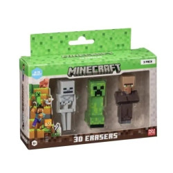 Pmi kids world gomme minecraft 3d 4.82cm multicolore 3pz [mc4021d]