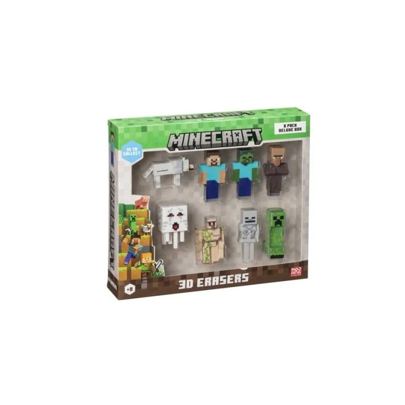 Pmi kids world gomme minecraft 3d 4.82cm multicolore 8pz [mc4070a]