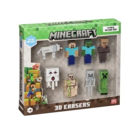 Pmi kids world gomme minecraft 3d 4.82cm multicolore 8pz [mc4070a]