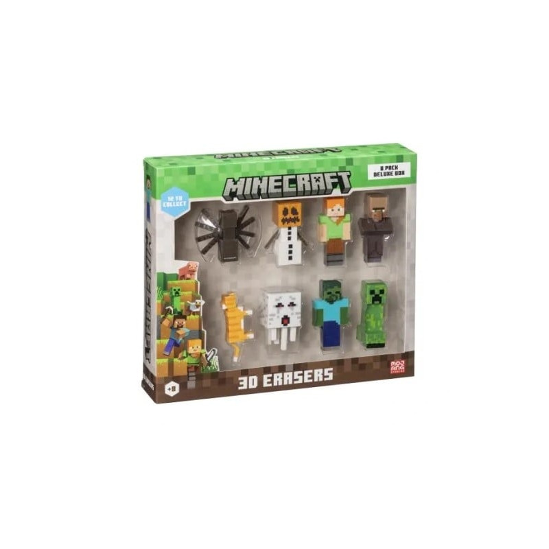 Pmi kids world gomme minecraft 3d 4.82cm multicolore 8pz [mc4070b]