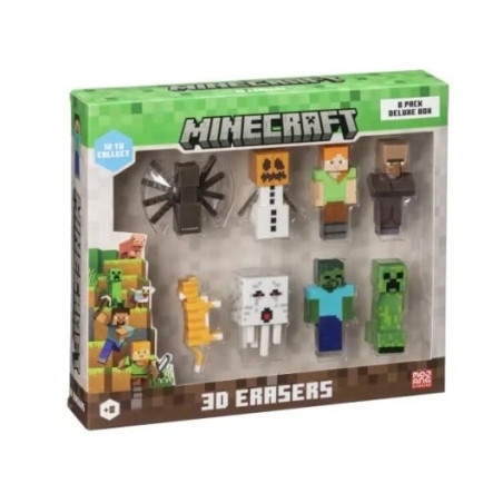 Pmi kids world gomme minecraft 3d 4.82cm multicolore 8pz [mc4070b]