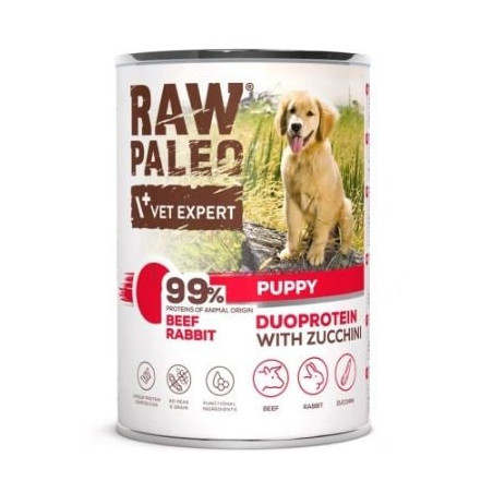 Cibo umido vet expert raw paleo duoprotein manzo e coniglio per cani
