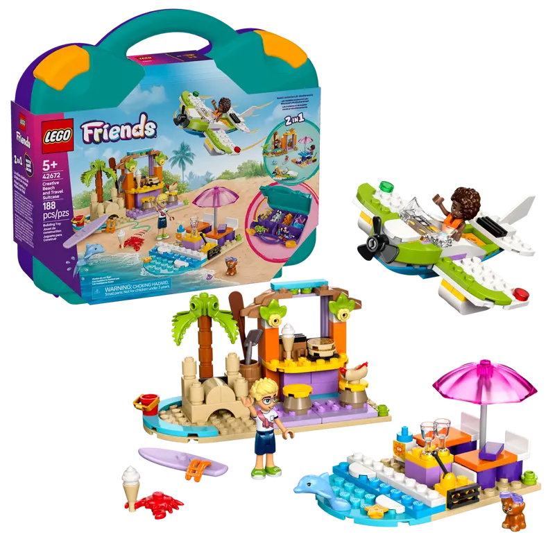 Lego friends 42672 valigia creativa da spiaggia e da viaggio 188pz