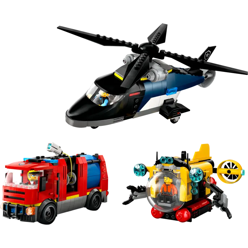 Lego city 60462 elicottero autopompa e sottomarino 874pz multicolore