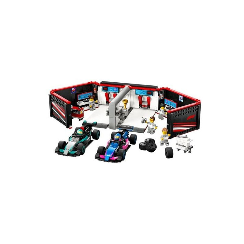 Lego city garage f1 e mercedes-amg e alpine cars 7+ 6figurine