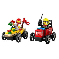 Lego city corsa: camion della pizza contro camion dei pompieri 5+