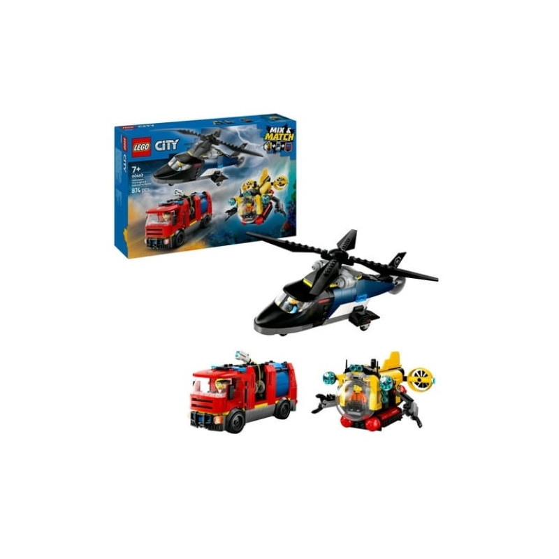 Lego city elicottero, camion dei pompieri e sottomarino modulare