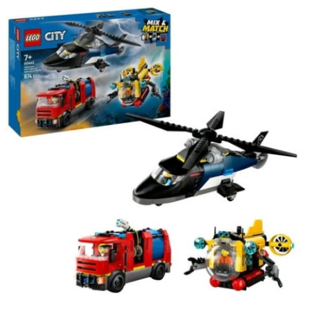 Lego city elicottero, camion dei pompieri e sottomarino modulare