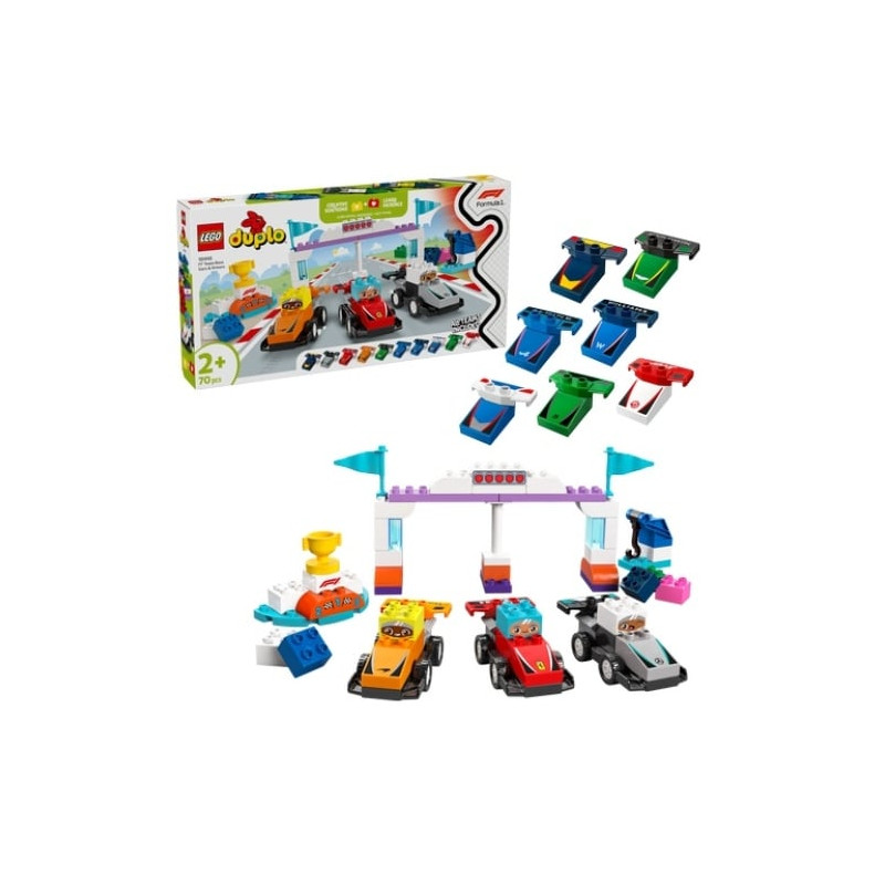 Lego duplo auto da corsa e piloti di un team di f1 multicolore 70pz