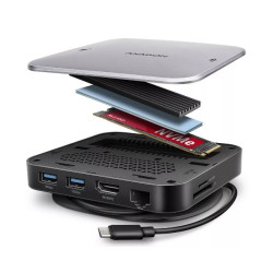 Hub usb axagon hmc-ufo multiporta usb tipo a nero/argento [nuaxnus9phmcufo]