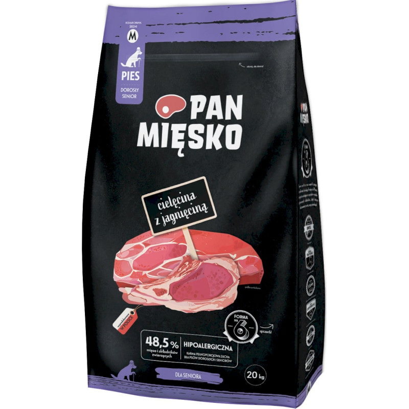 Cibo secco per cani pan miesko vitello con agnello senior crunchy