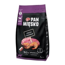 Cibo secco per gatti pan miesko vitello con gamberetti piccolo 5kg