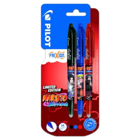 Set penne gel pilot roller frixion ball naruto nero/rosso/blu 3pz
