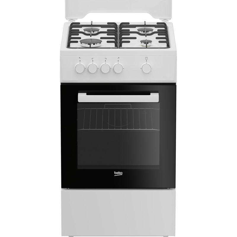Cucina a gas beko fsg522dwc 4 fornelli 50x60 forno 55l nero/bianco