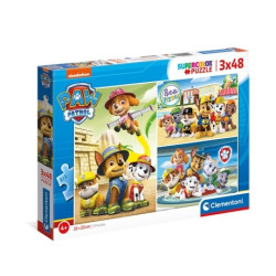 Puzzle clementoni 25262 supercolor paw patrol 3x48pz 27x18cm multicolore