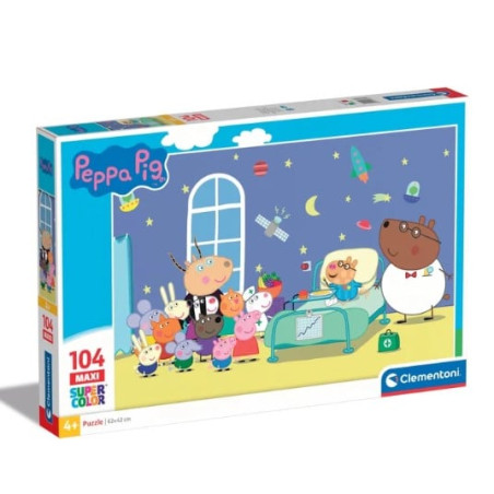 Puzzle clementoni 23735 supercolor peppa pig 104pz maxi 62x42cm multicolore