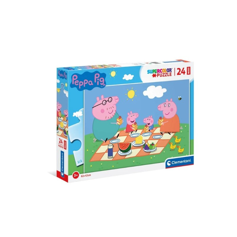 Puzzle clementoni 24028 supercolor peppa pig 24pz maxi 62x42cm multicolore