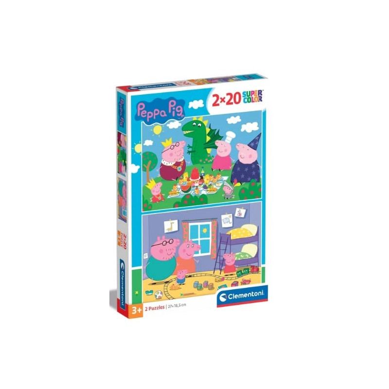 Puzzle clementoni 24778 supercolor peppa pig 2x20pz 27x18cm multicolore