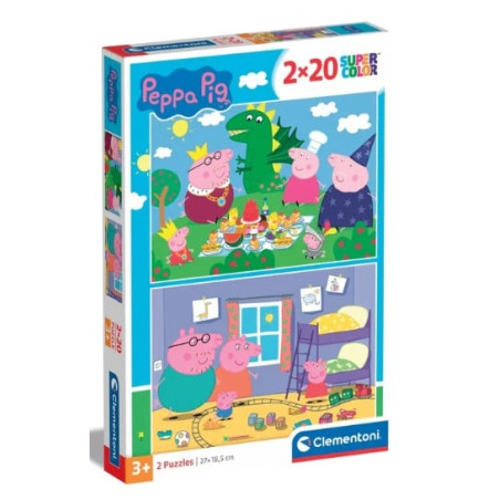 Puzzle clementoni 24778 supercolor peppa pig 2x20pz 27x18cm multicolore