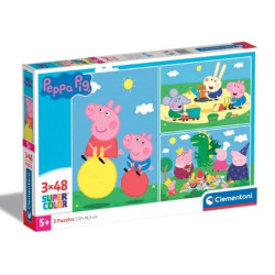 Puzzle clementoni 25263 supercolor peppa pig 3x48pz 27x18cm multicolore