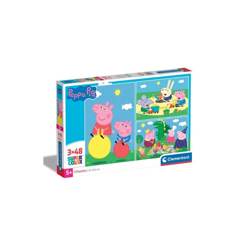 Puzzle clementoni 25263 supercolor peppa pig 3x48pz 27x18cm multicolore