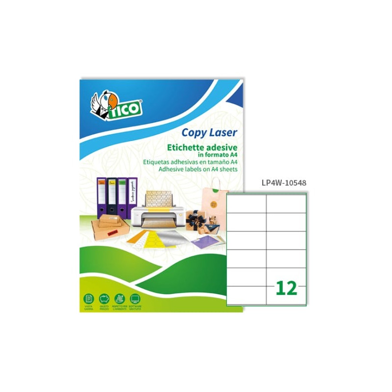 Etichette adesive tico lp4w-105 permanenti senza margini 105x48mm