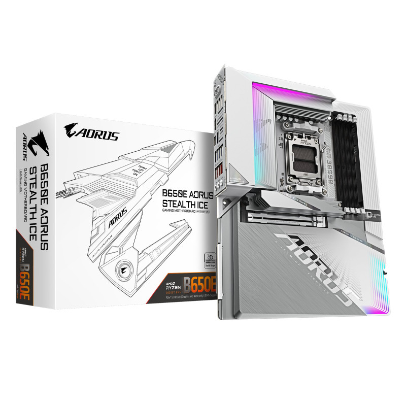 Scheda madre gigabyte aorus b650e stealth ice am5 atx 4x ddr5 m.2
