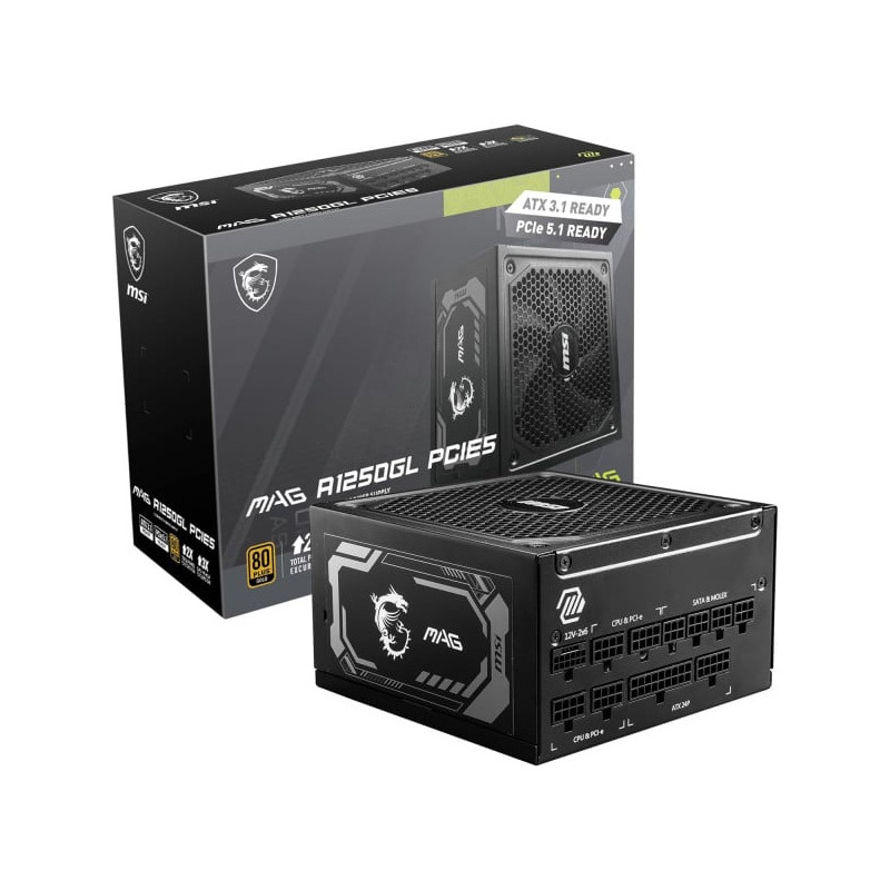 Alimentatore 1250w msi mag a1250gl pcie5 atx 80+ gold [306-7zp9a11-ce0]