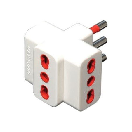 Adattatore nuova videosuono triplo spina 16a 3 prese shuko 10/16a
