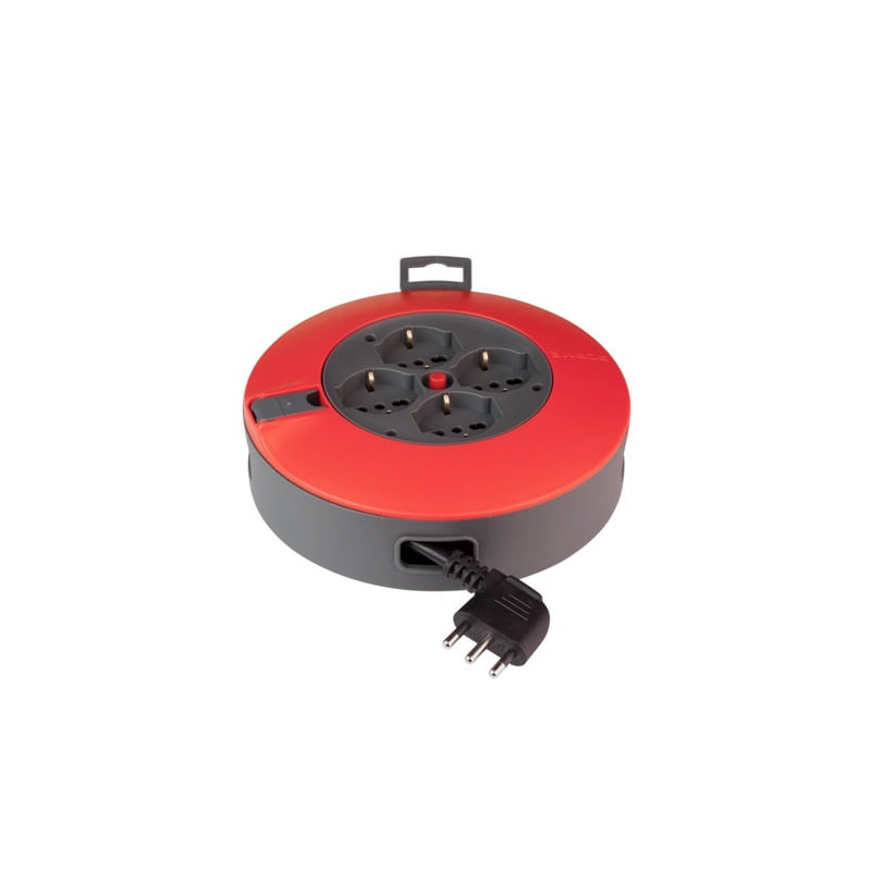 Multipresa avvolgicavo polypool pp2730 4 presa 4m nero/rosso [pp2730]