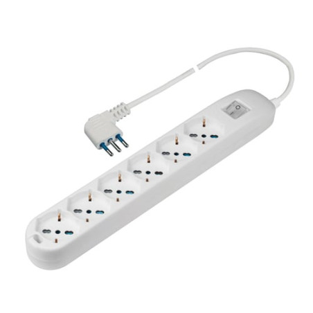 Multipresa polypool pluristandard con 6 presa 10/16 a 2p+t 1.5m bianco