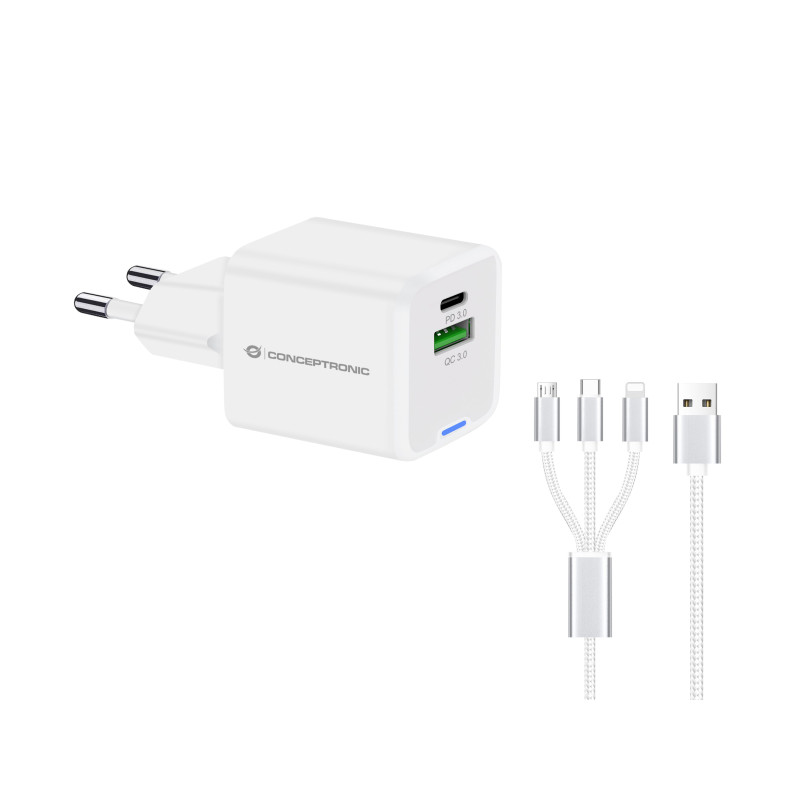 Alimentatore da rete conceptronic althea16w usb-c/a con cavo