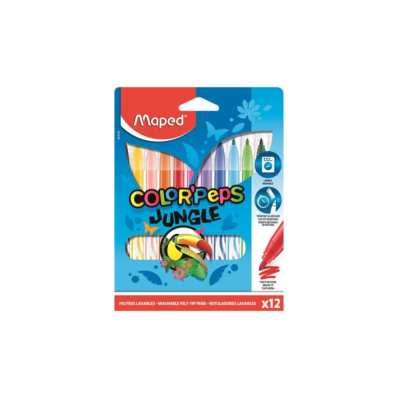 Set pennarelli maped color'peps jungle + etichette 12pz [845435]