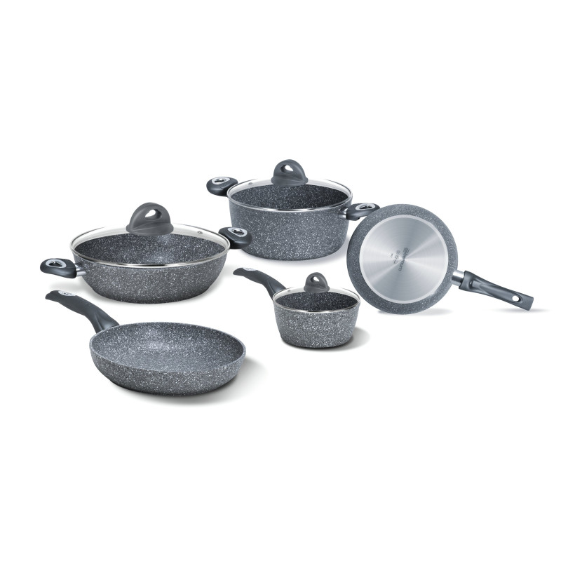 Batteria pentole aeternum madame 3.0 petravera 8pz grigio [y0f6setn03]