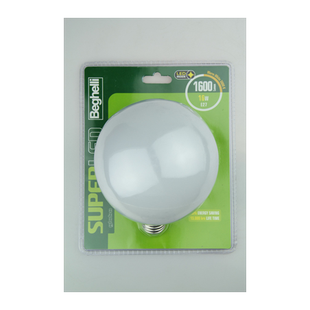 Lampadina led beghelli globo 16w e27 3000k superled 1600lumen [56898bl]
