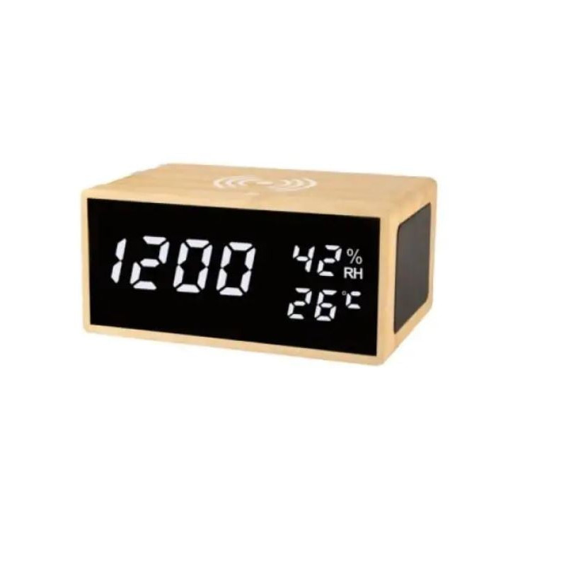 Sveglia lowell jd9533 justamine con caricabatterie wireless legno