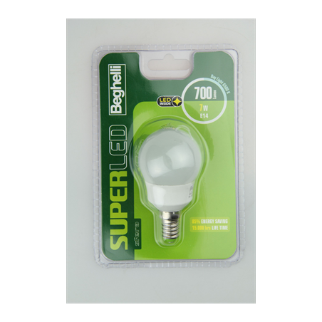 Lampadina beghelli superled 6500k e14 7w 700lm bianco [56893bl]