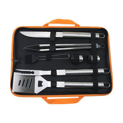 Posate lapillo per barbecue acciaio inox 7pz [jj09658]