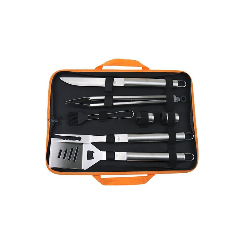 Posate lapillo per barbecue acciaio inox 7pz [jj09658]