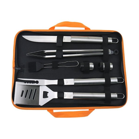 Posate lapillo per barbecue acciaio inox 7pz [jj09658]