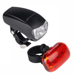 Set luci per bicicletta dunlop led fronte retro 2xaaa nero/rosso