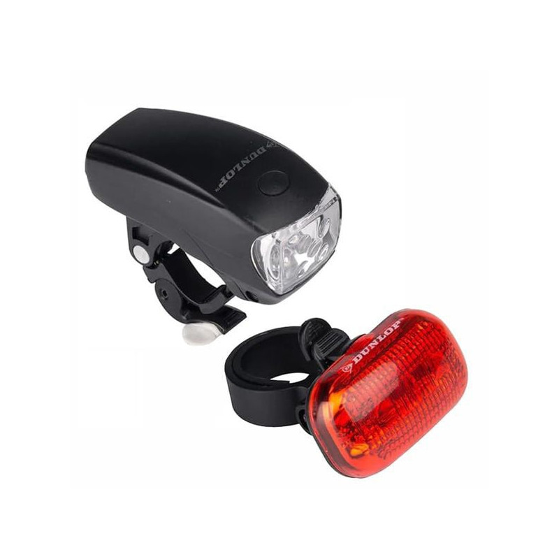 Set luci per bicicletta dunlop led fronte retro 2xaaa nero/rosso